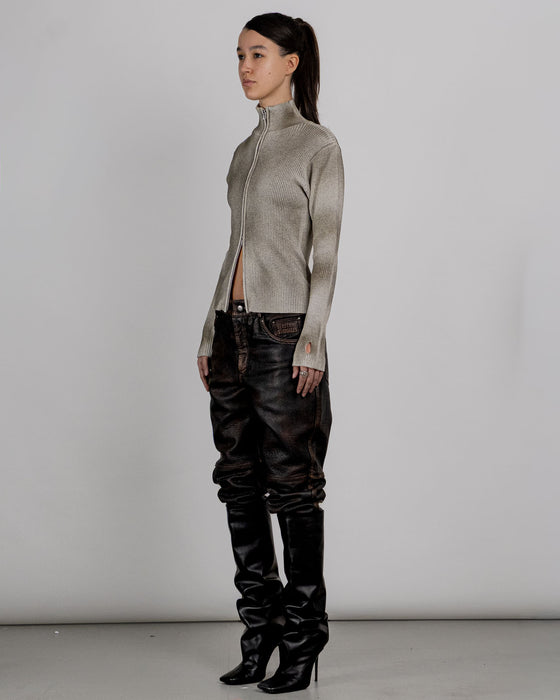 A Straight Leg Leather Pant