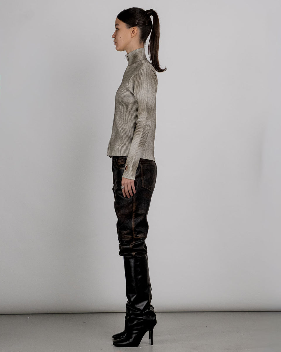 A Straight Leg Leather Pant