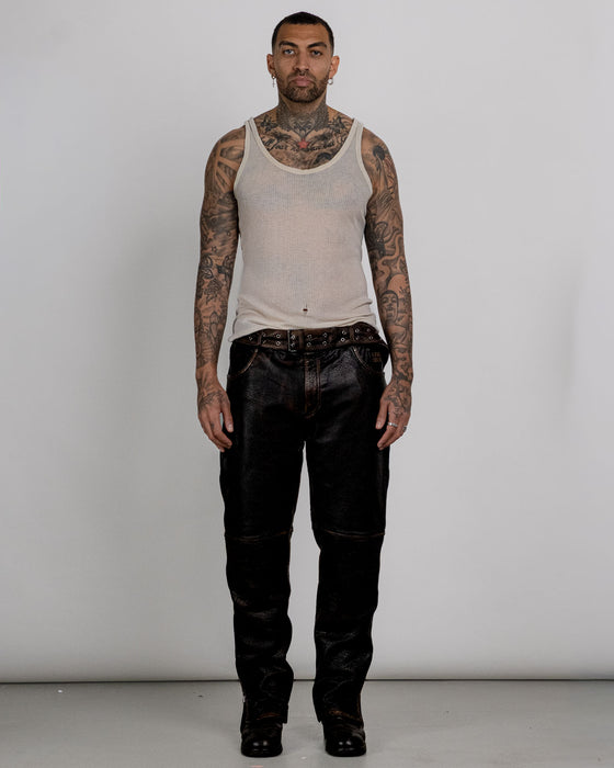 A Straight Leg Leather Pant