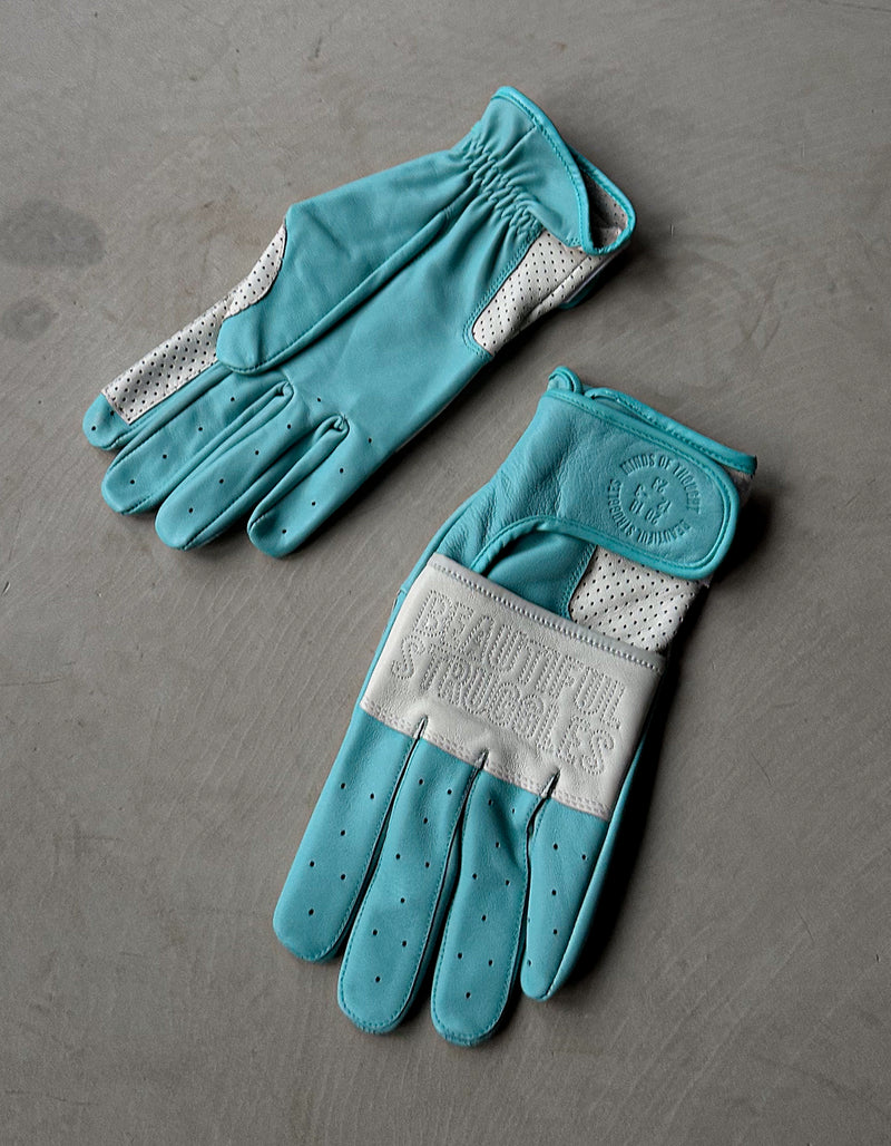 Leather gloves turquoise