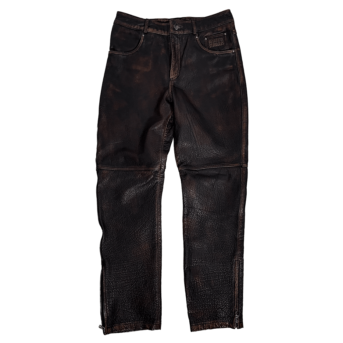 A Straight Leg Leather Pant