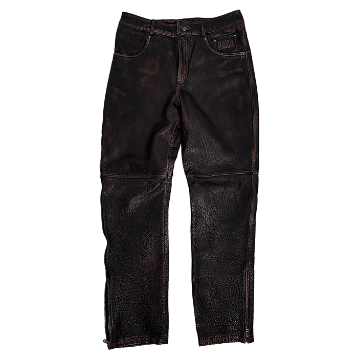 A Straight Leg Leather Pant