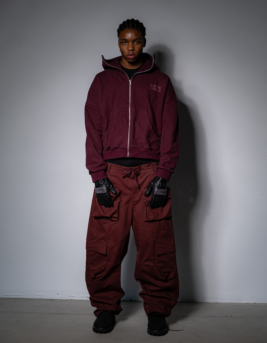 Nylon Cargo Pants Bordeaux