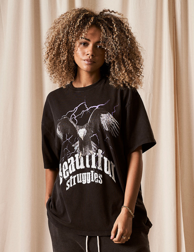 T-Shirt "Eagle Storm" Black Washed