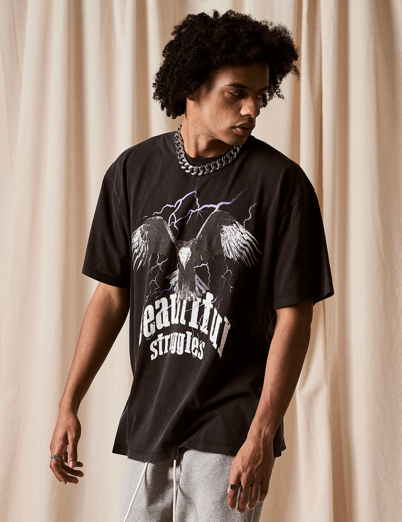 T-Shirt "Eagle Storm" Black Washed