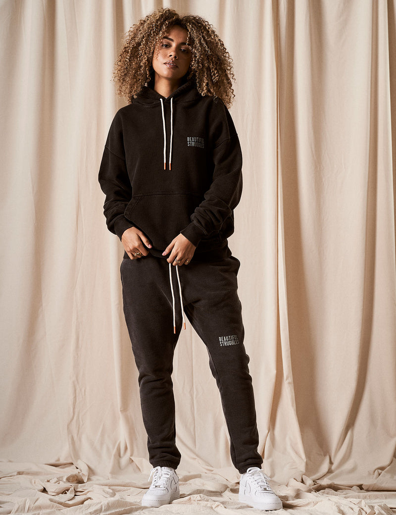 Hoodie "Logo" Black Washed