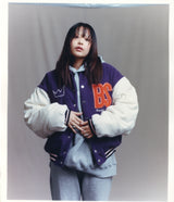 Varsity Jacket Purple&Cream