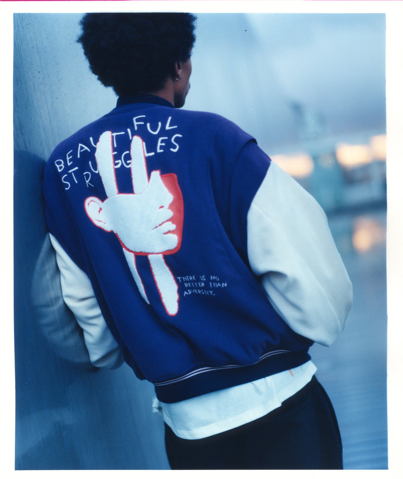 Varsity Jacket Purple&Cream