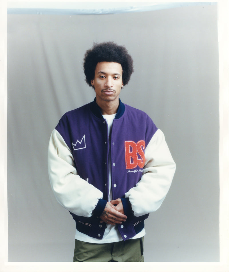 Varsity Jacket Purple&Cream