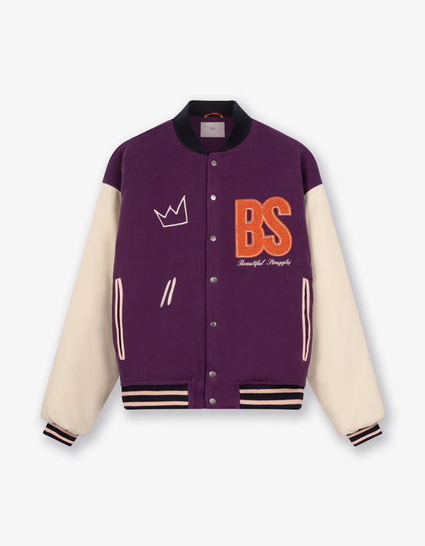 Varsity Jacket Purple&Cream