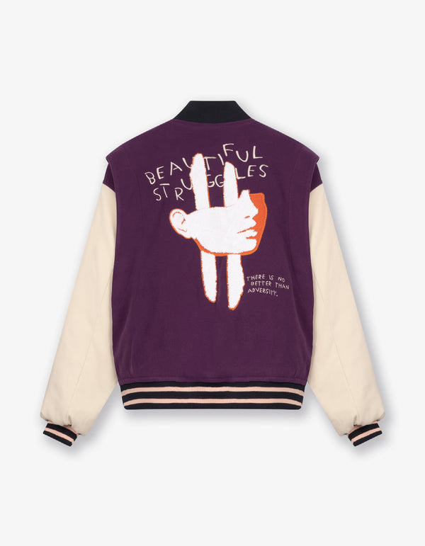 Varsity Jacket Purple&Cream