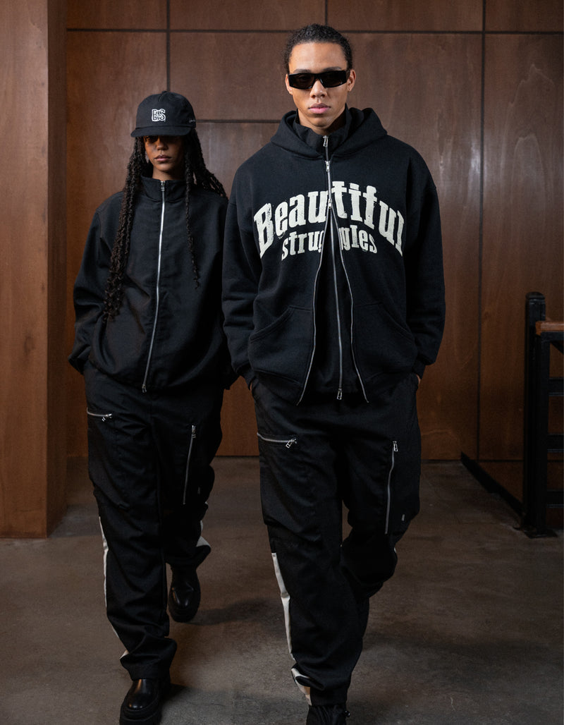 Contrast Cargo Pants Black