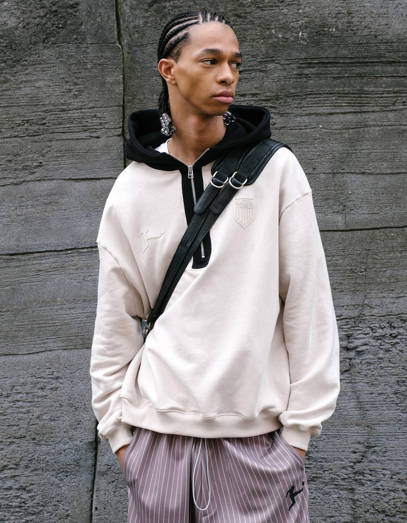 BS x Bundesliga Quarter Zip Hoodie Beige & Black
